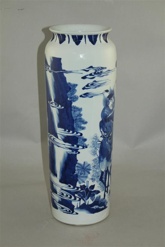 A Chinese blue and white sleeve vase, in Transitional style, 6cm.